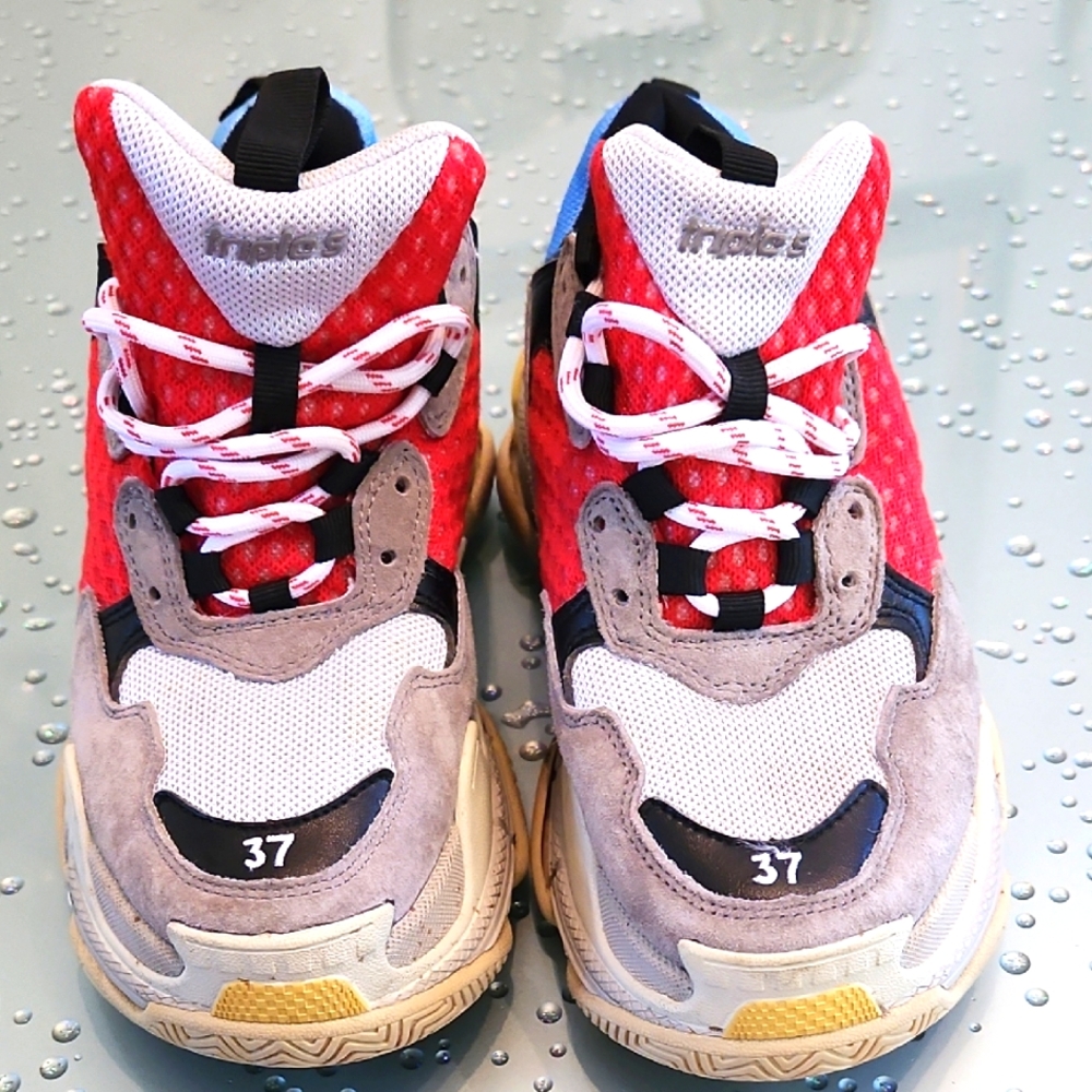 Authentic BALENCIAGA Red and Gray Sneakers